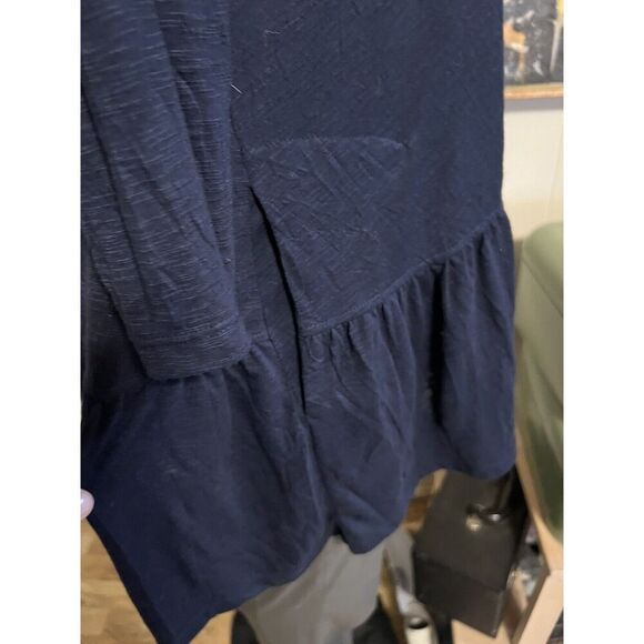 Alembika Womens 2 Large Cara Crinkle Top Ruffle Bottom Navy Blue Tunic Pockets - Picture 9 of 13